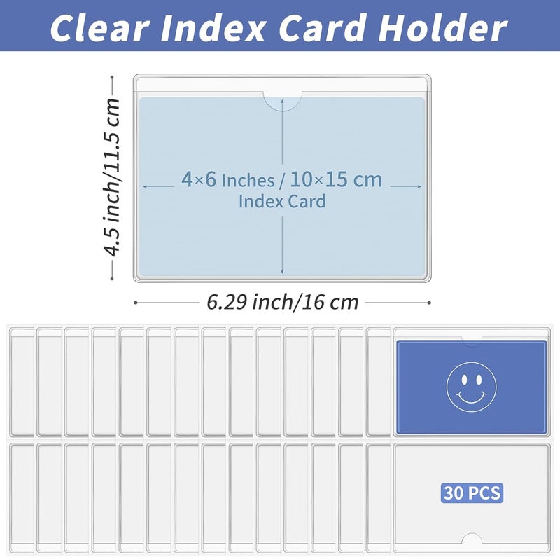 Aixoom 30 Pcs Clear Index Card Pockets, Self-Adhesive Label Pocket for Replaceable Labels with Top Opening, Ideal Index Card Holder for 4x6 Inch Photos, Notes - Image 2